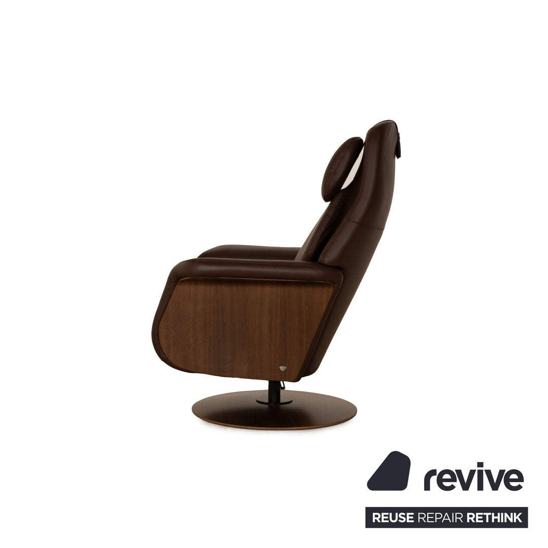 Stressless Sam Power Leather Recliner Dark Brown Electric Features Battery