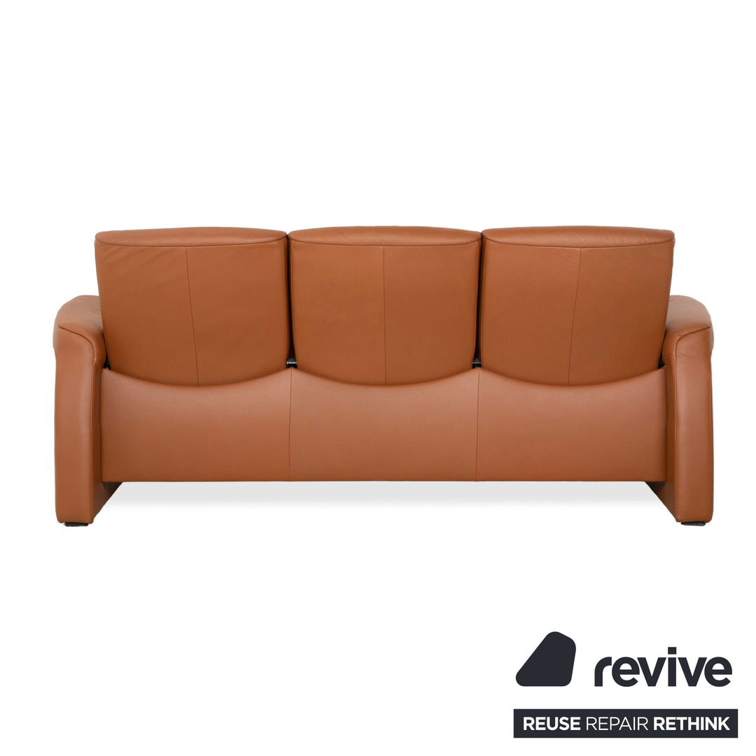 Stressless Sapphire Leather Three Seater Sofa Couch Brown Manual Function