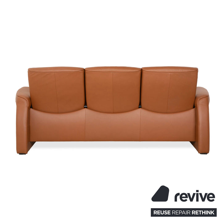 Stressless Sapphire Leather Three Seater Sofa Couch Brown Manual Function