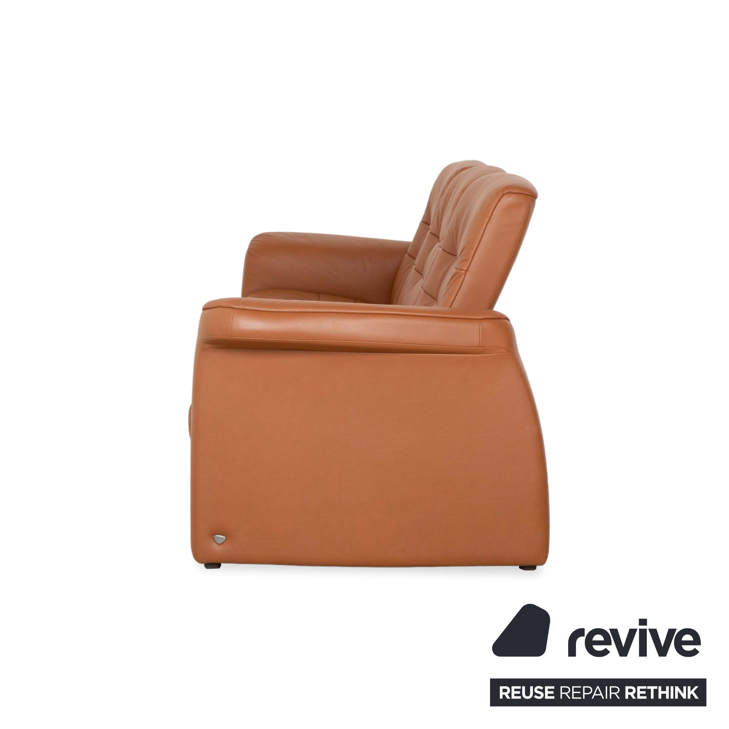 Stressless Sapphire Leather Three Seater Sofa Couch Brown Manual Function