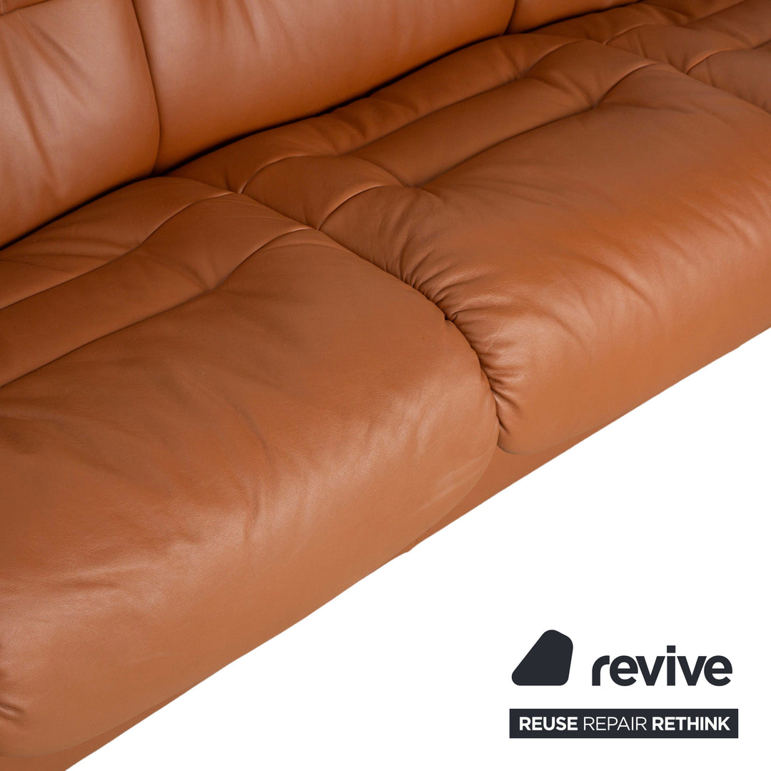 Stressless Sapphire Leather Three Seater Sofa Couch Brown Manual Function