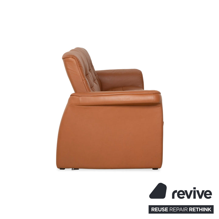 Stressless Sapphire Leather Three Seater Sofa Couch Brown Manual Function