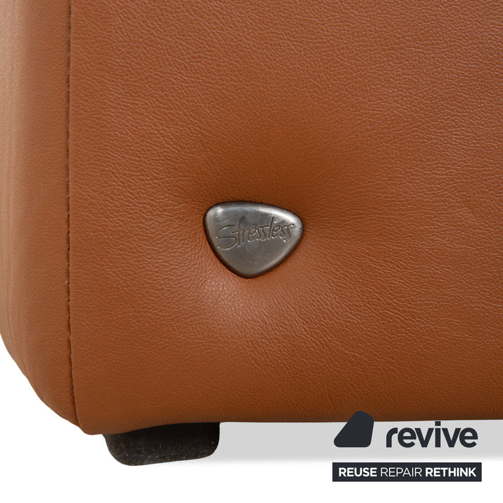 Stressless Sapphire Leather Three Seater Sofa Couch Brown Manual Function