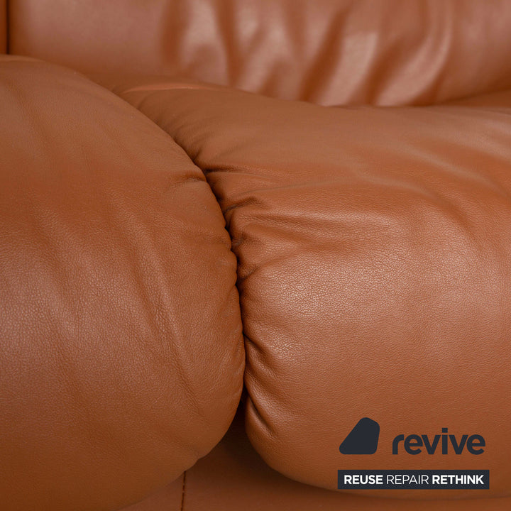 Stressless Sapphire Leather Three Seater Sofa Couch Brown Manual Function