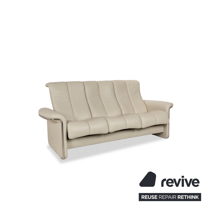 Stressless Soul Leather Three-Seater Cream Sofa Couch