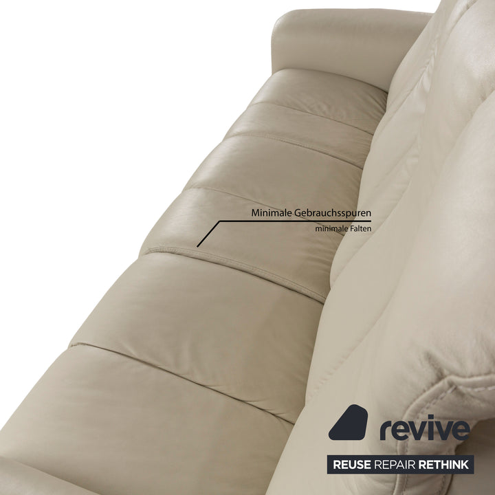 Stressless Soul Leder Dreisitzer Creme Sofa Couch