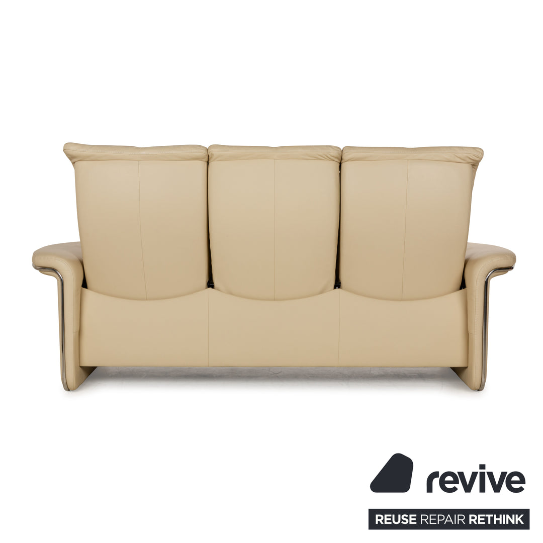 Stressless Soul Leather Three Seater Cream Sofa Couch Manual Function