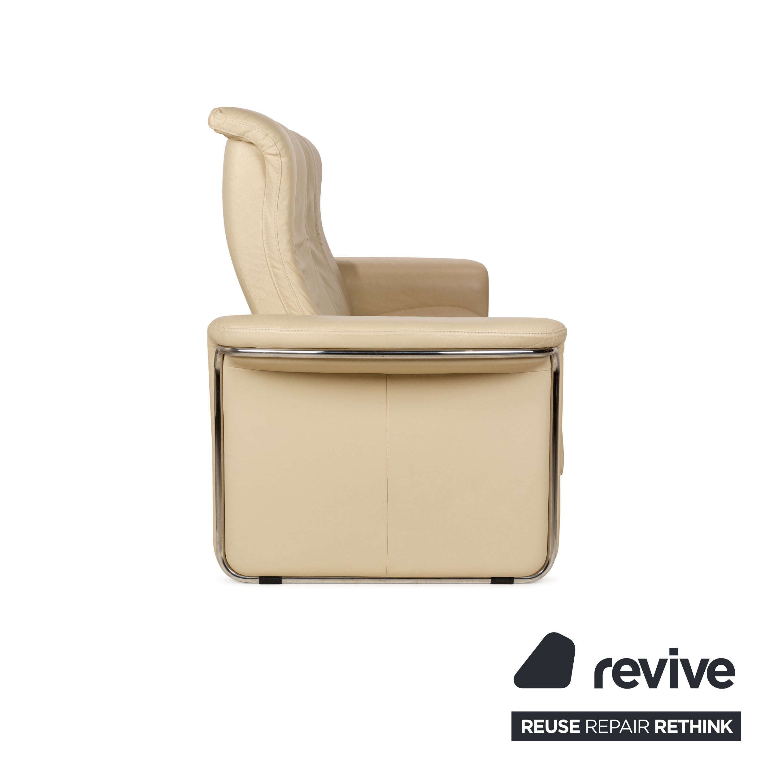 Stressless Soul Leather Three Seater Cream Sofa Couch Manual Function