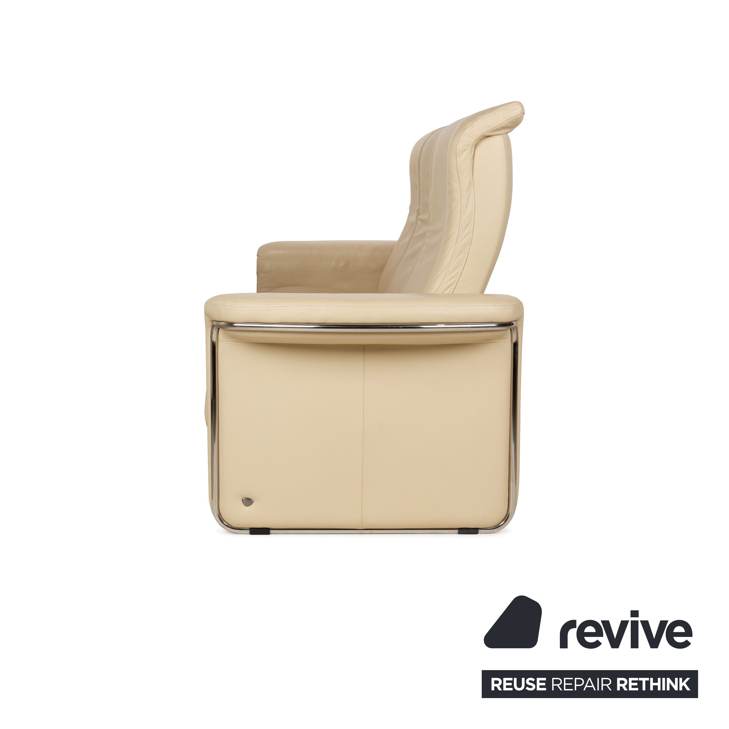 Stressless Soul Leather Three Seater Cream Sofa Couch Manual Function