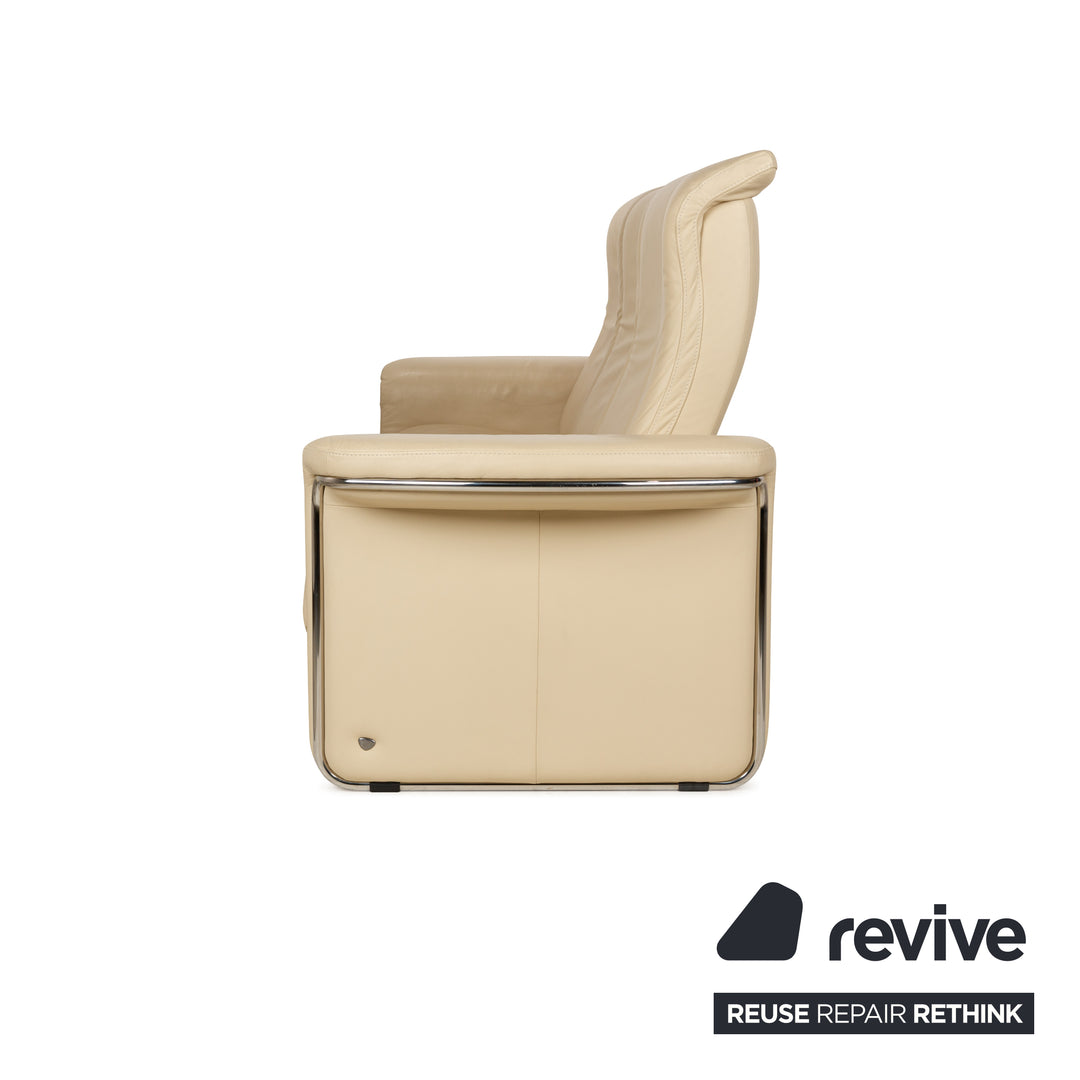 Stressless Soul Leather Three Seater Cream Sofa Couch Manual Function