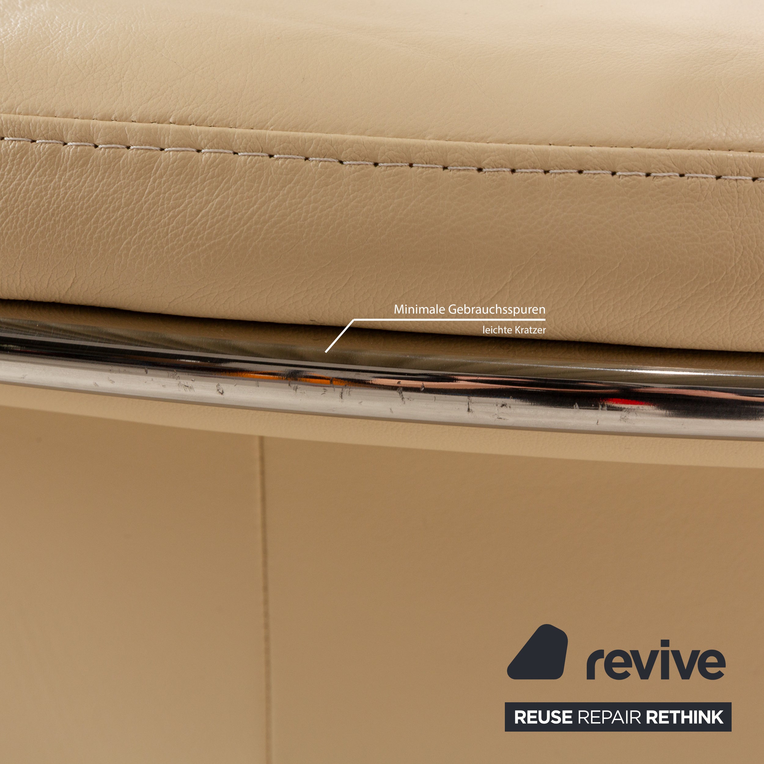 Stressless Soul Leather Three Seater Cream Sofa Couch Manual Function