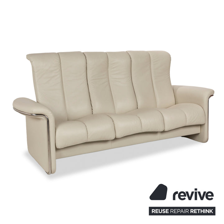 Stressless Soul Leather Three-Seater Cream Sofa Couch