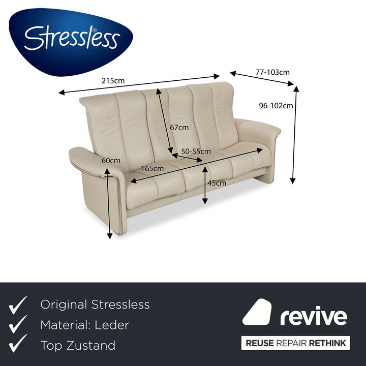 Stressless Soul Leder Dreisitzer Creme Sofa Couch