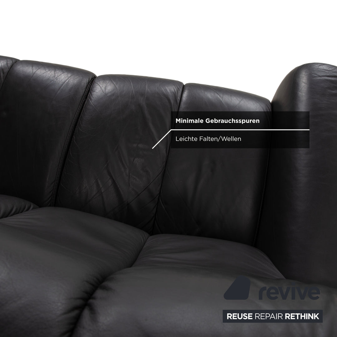 Stressless Soul Leather Three-Seater Dark Grey Anthracite Manual Function Sofa