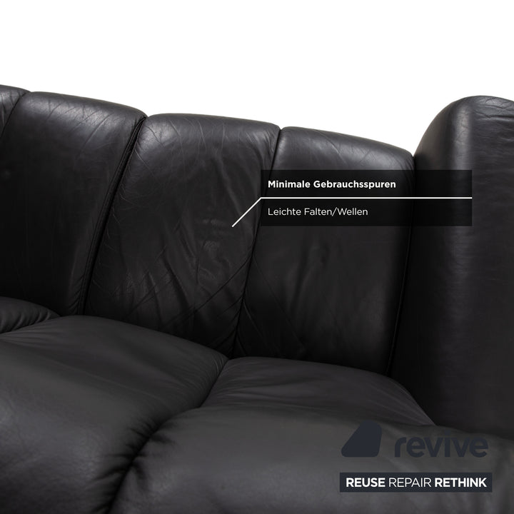 Stressless Soul Leather Three-Seater Dark Grey Anthracite Manual Function Sofa