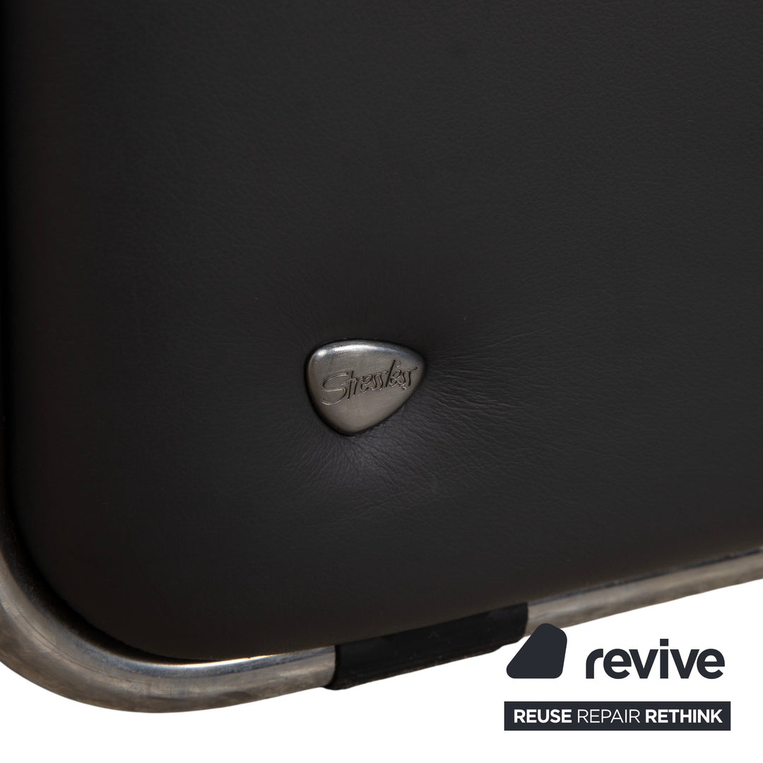 Stressless Soul Leder Dreisitzer Dunkelgrau Anthrazit manuelle Funktion Sofa Couch