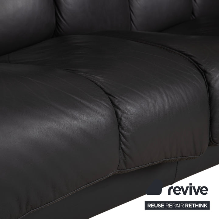 Stressless Soul Leder Dreisitzer Dunkelgrau Anthrazit manuelle Funktion Sofa Couch