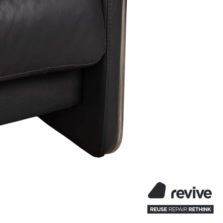 Stressless Soul Leder Dreisitzer Dunkelgrau Anthrazit manuelle Funktion Sofa Couch