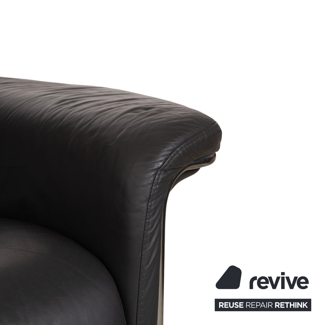 Stressless Soul Leder Dreisitzer Dunkelgrau Anthrazit manuelle Funktion Sofa Couch