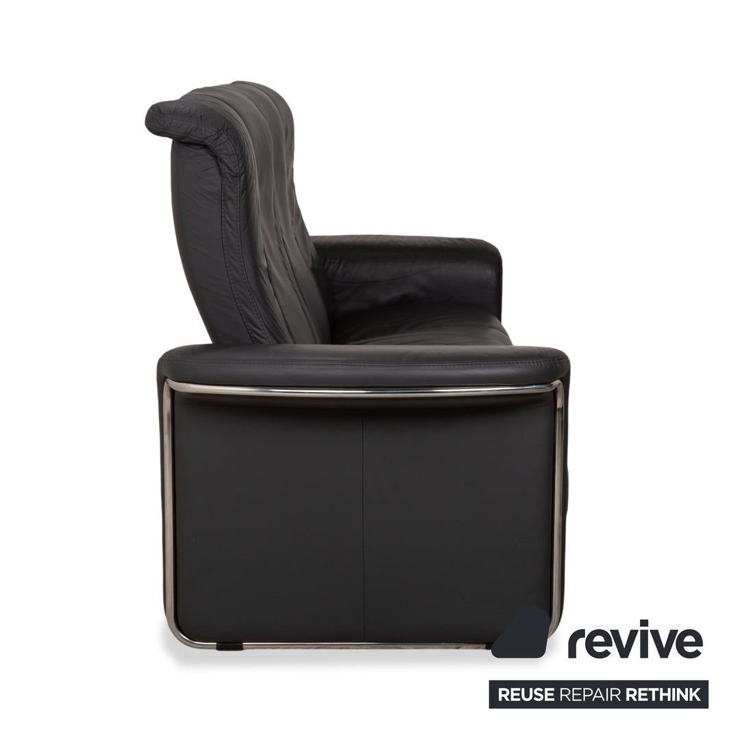 Stressless Soul Leather Three-Seater Dark Grey Anthracite Manual Function Sofa