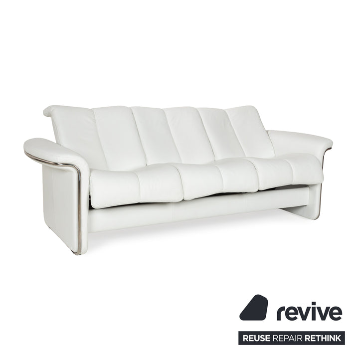 Stressless Soul Leather Three-Seater White Sofa Couch
