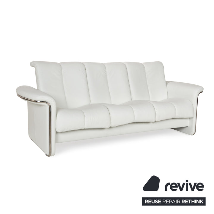 Stressless Soul Leather Three-Seater White Sofa Couch