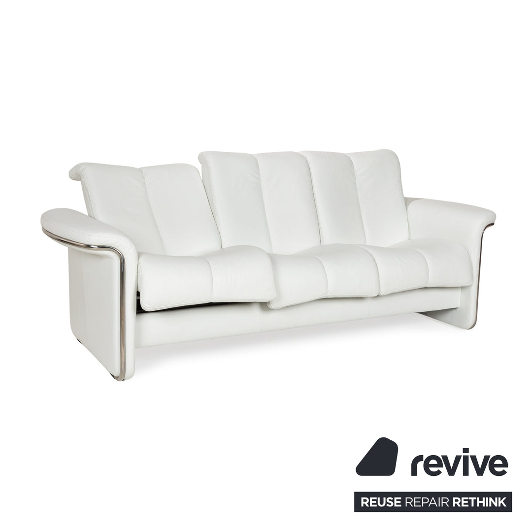 Stressless Soul Leather Three-Seater White Sofa Couch