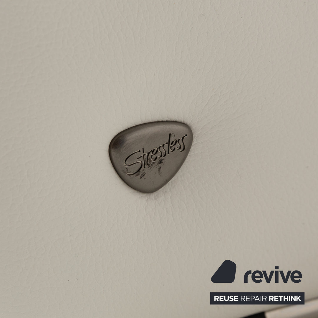 Stressless Soul Leather Three-Seater White Sofa Couch