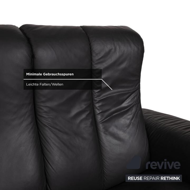 Stressless Soul Leder Dreisitzer Zweisitzer Dunkelgrau Anthrazit manuelle Funktion Sofa Couch