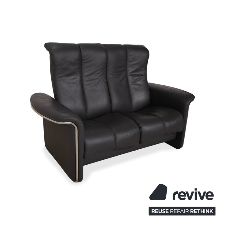 Stressless Soul Leder Dreisitzer Zweisitzer Dunkelgrau Anthrazit manuelle Funktion Sofa Couch