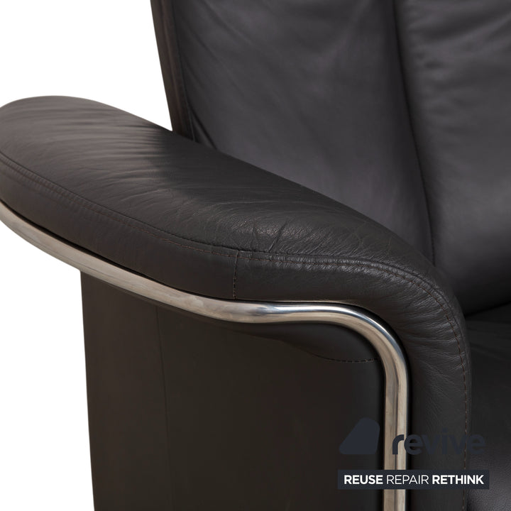 Stressless Soul Leather Three-seater Two-seater Dark Grey Anthracite Manual Function Sofa Couch