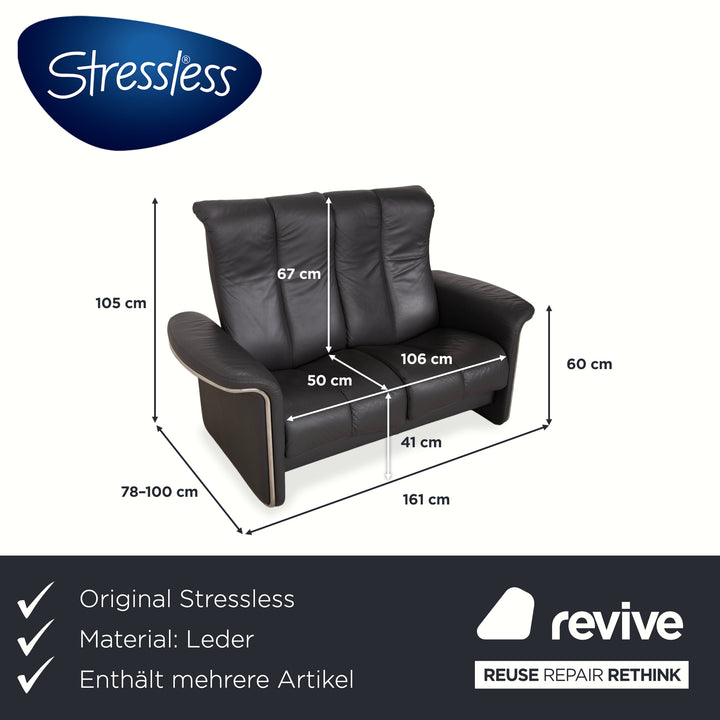 Stressless Soul Leder Dreisitzer Zweisitzer Dunkelgrau Anthrazit manuelle Funktion Sofa Couch