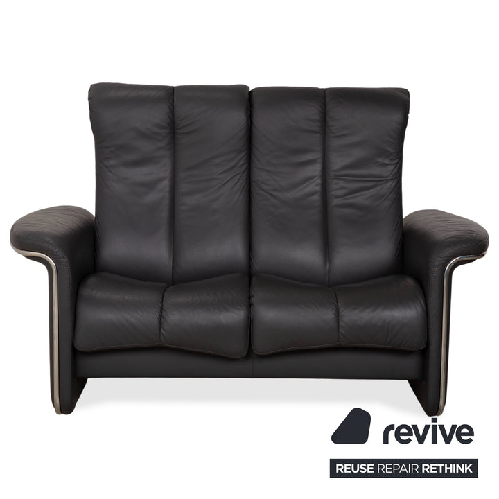 Stressless Soul Leder Dreisitzer Zweisitzer Dunkelgrau Anthrazit manuelle Funktion Sofa Couch