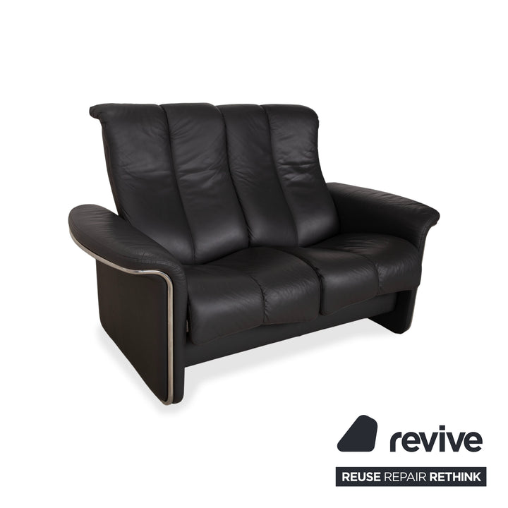 Stressless Soul Leder Dreisitzer Zweisitzer Dunkelgrau Anthrazit manuelle Funktion Sofa Couch