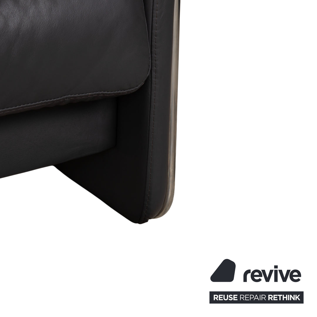 Stressless Soul Leder Dreisitzer Zweisitzer Dunkelgrau Anthrazit manuelle Funktion Sofa Couch
