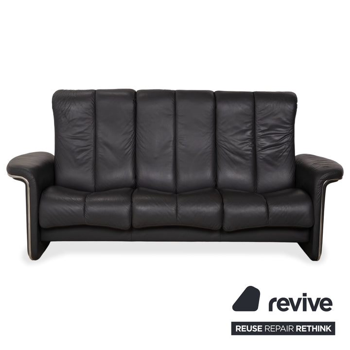 Stressless Soul Leather Three-seater Two-seater Dark Grey Anthracite Manual Function Sofa Couch