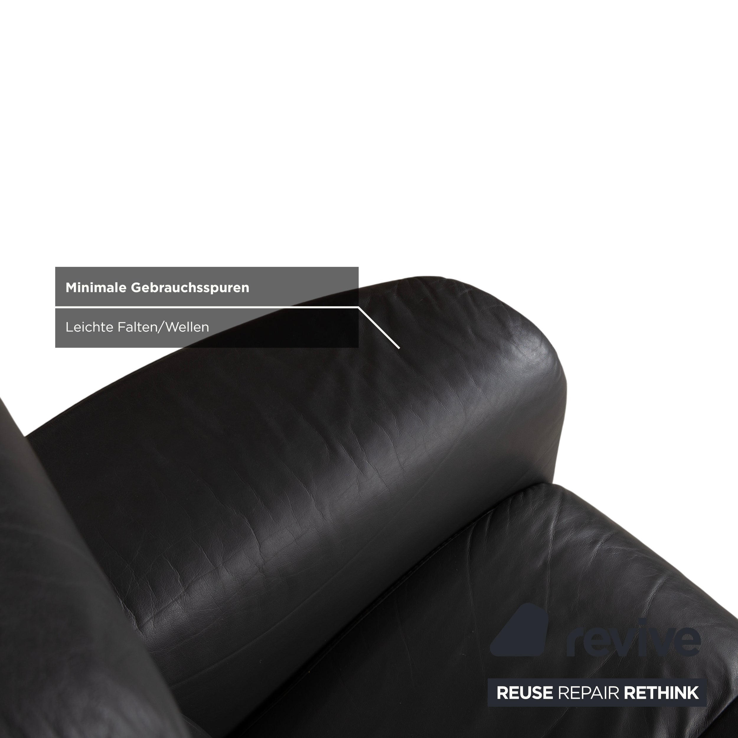 Stressless Soul Leather Two-Seater Dark Grey Anthracite Manual Function Sofa Couch