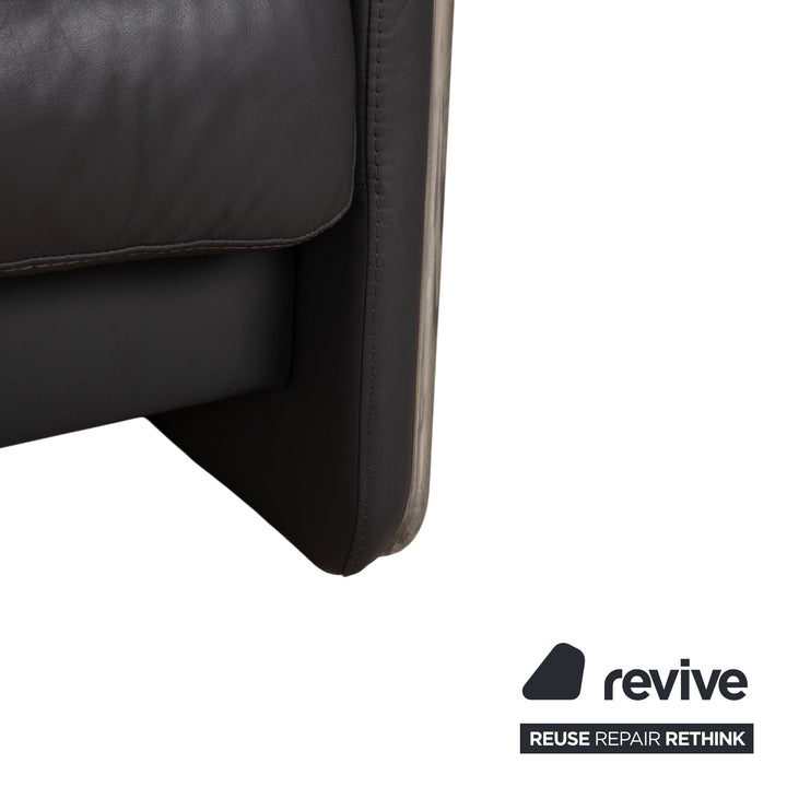 Stressless Soul Leder Zweisitzer Dunkelgrau Anthrazit manuelle Funktion Sofa Couch