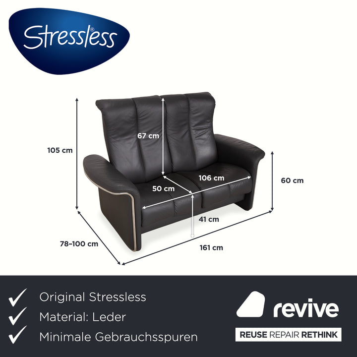 Stressless Soul Leder Zweisitzer Dunkelgrau Anthrazit manuelle Funktion Sofa Couch