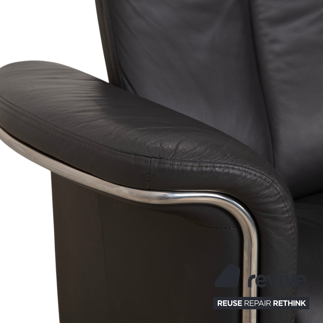 Stressless Soul Leder Zweisitzer Dunkelgrau Anthrazit manuelle Funktion Sofa Couch