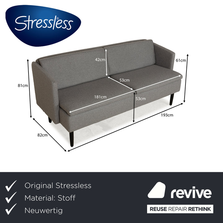 Stressless Spice Fabric Three-Seater Grey Sofa Couch