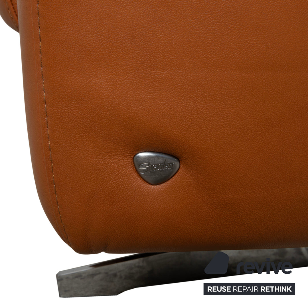 Stressless Stella Leder Chrom Dreisitzer Braun Cognac Sofa Couch inkl. Kopfstützen manuelle Funktion Relaxposition
