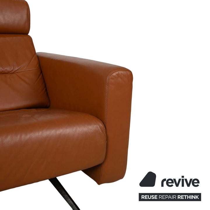 Stressless Stella Leder Chrom Dreisitzer Braun Cognac Sofa Couch inkl. Kopfstützen manuelle Funktion Relaxposition