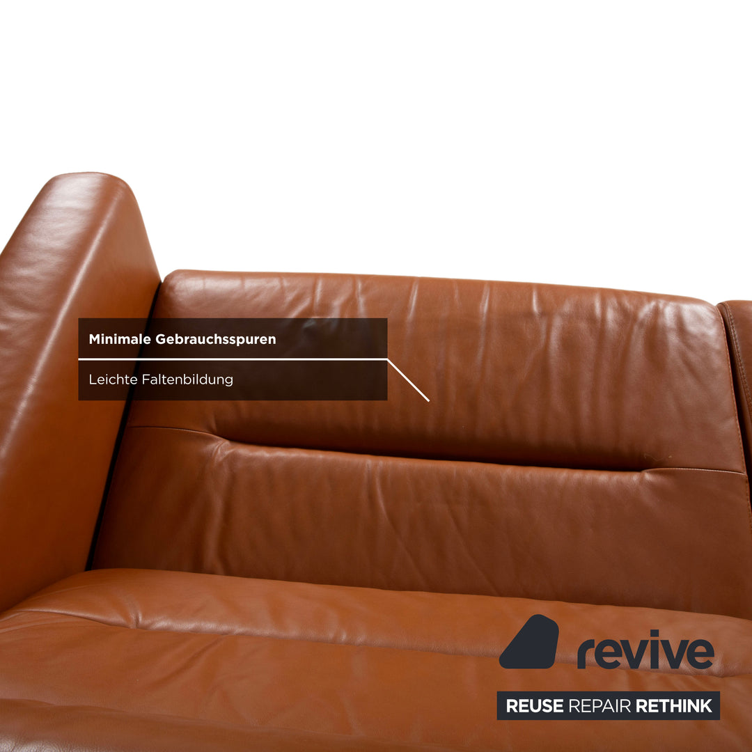 Stressless Stella Leder Chrom Dreisitzer Braun Cognac Sofa Couch inkl. Kopfstützen manuelle Funktion Relaxposition