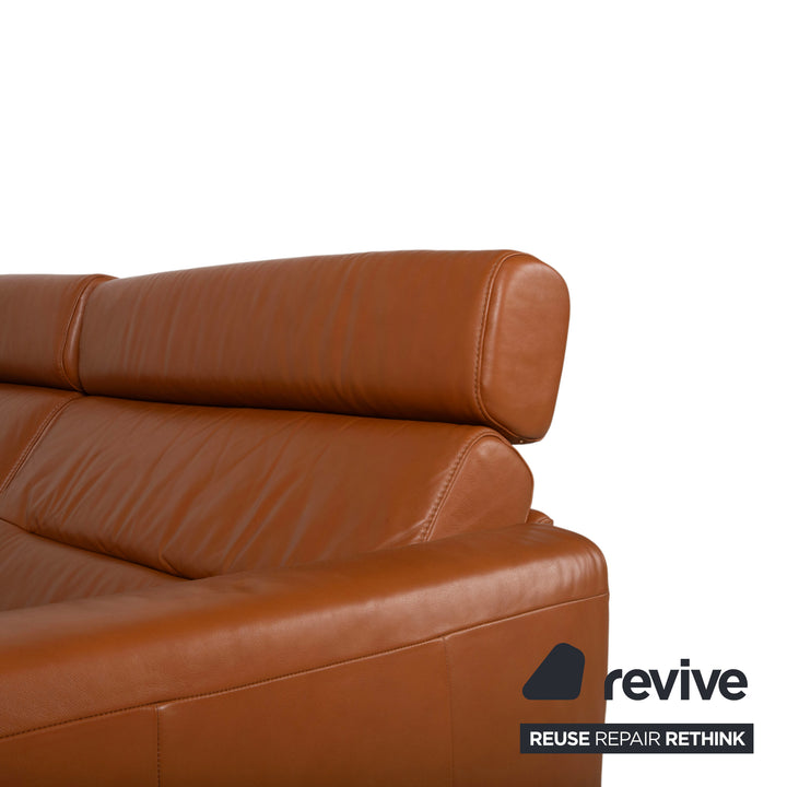Stressless Stella Leder Chrom Dreisitzer Braun Cognac Sofa Couch inkl. Kopfstützen manuelle Funktion Relaxposition