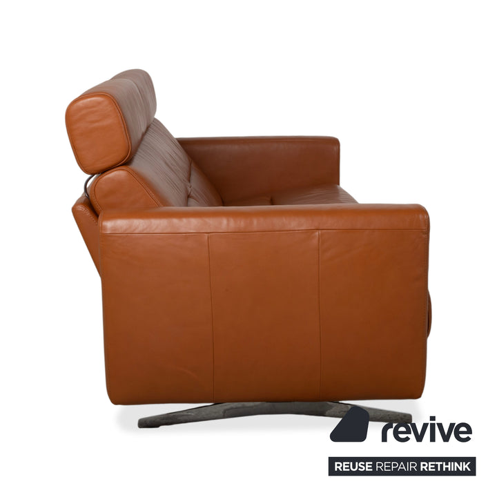 Stressless Stella Leder Chrom Dreisitzer Braun Cognac Sofa Couch inkl. Kopfstützen manuelle Funktion Relaxposition