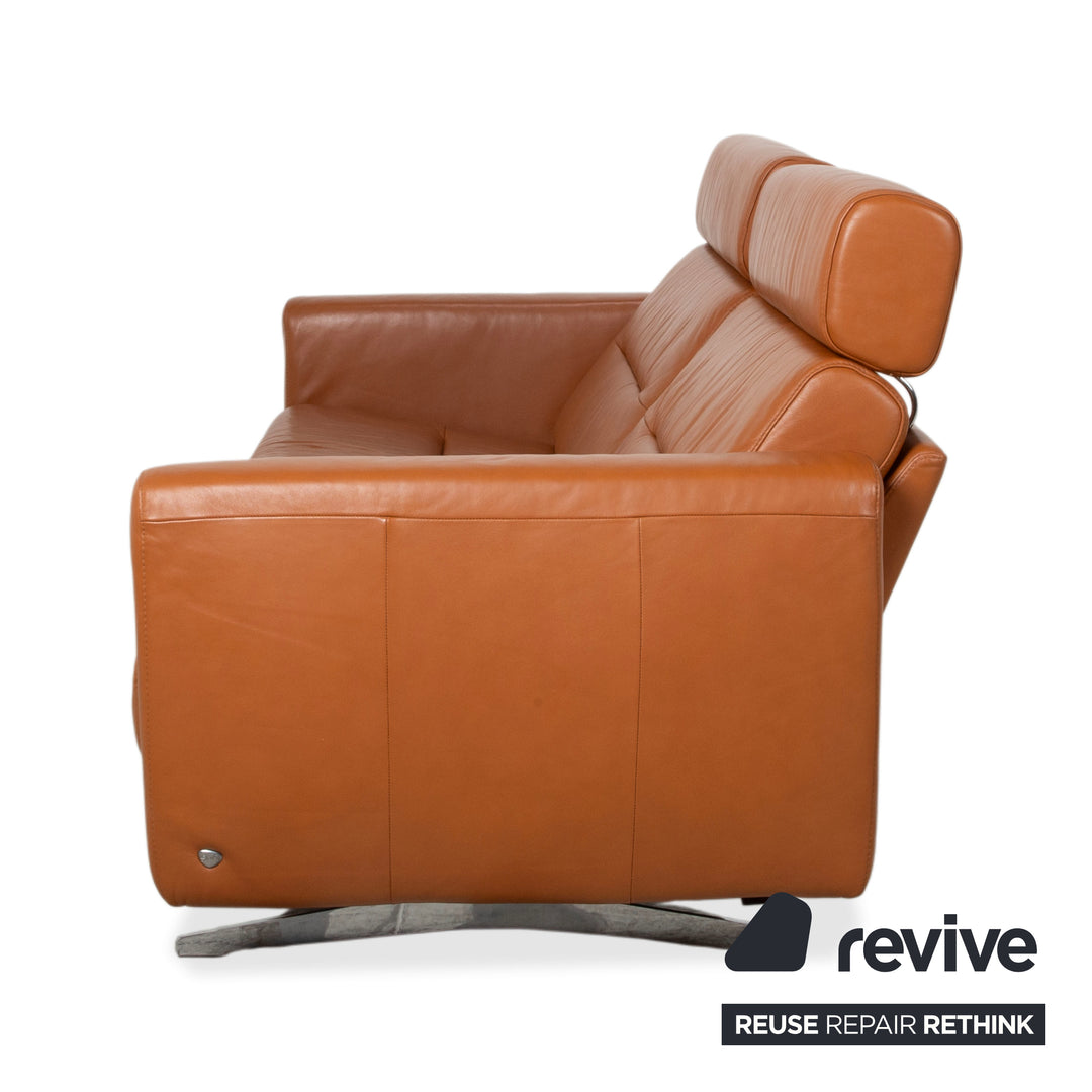 Stressless Stella Leder Chrom Dreisitzer Braun Cognac Sofa Couch inkl. Kopfstützen manuelle Funktion Relaxposition