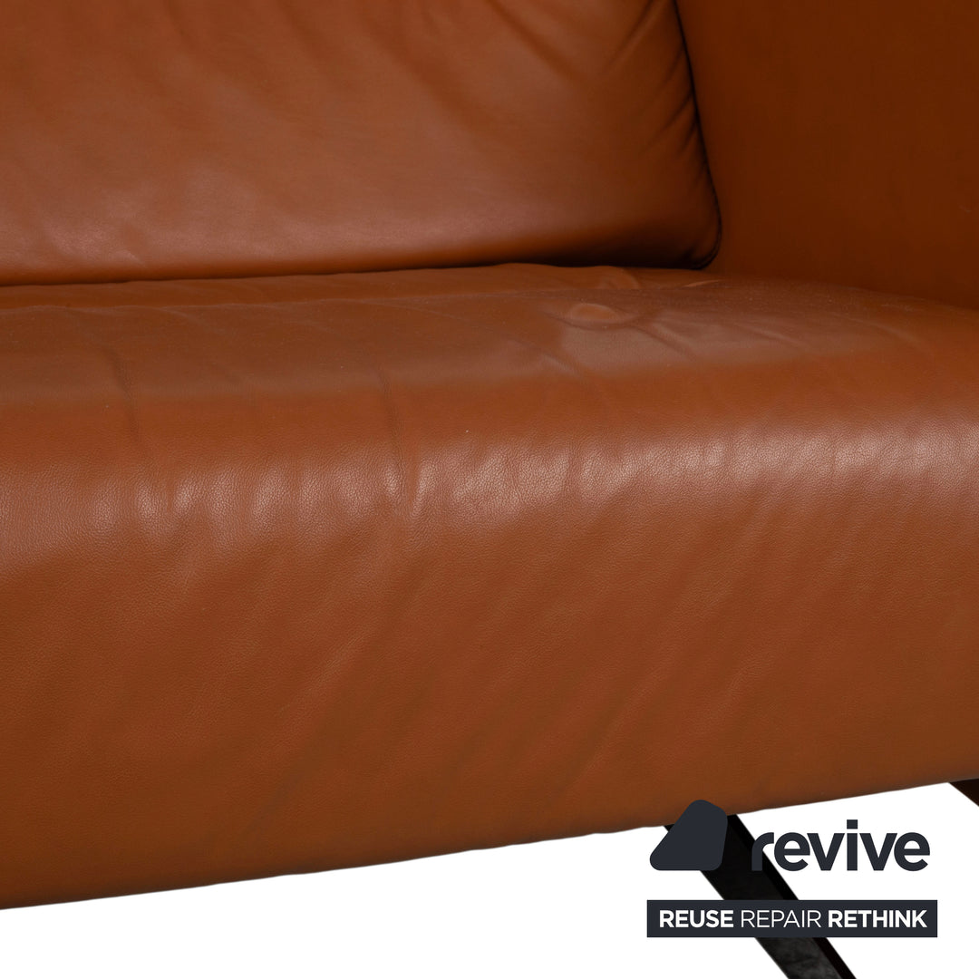 Stressless Stella Leder Chrom Dreisitzer Braun Cognac Sofa Couch inkl. Kopfstützen manuelle Funktion Relaxposition