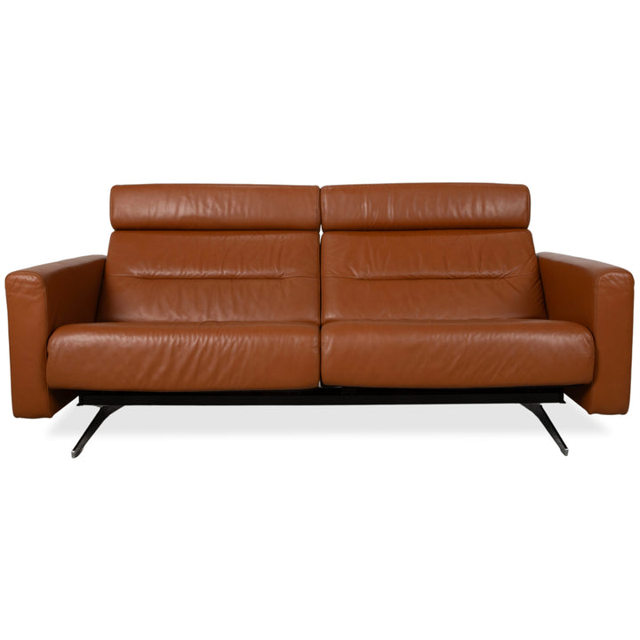 Stressless Stella Leder Chrom Dreisitzer Braun Cognac Sofa Couch inkl. Kopfstützen manuelle Funktion Relaxposition
