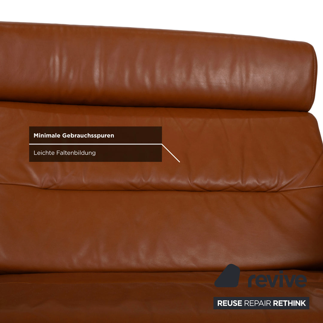 Stressless Stella Leder Chrom Dreisitzer Braun Cognac Sofa Couch inkl. Kopfstützen manuelle Funktion Relaxposition